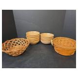 Wooden Kitchen King (Japan) Bowl Set with Wicker Baskets
