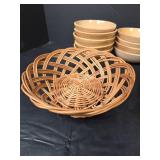 Wooden Kitchen King (Japan) Bowl Set with Wicker Baskets