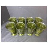 Green Geometric Pattern Drinking Glasses Set of 8