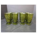 Green Geometric Pattern Drinking Glasses Set of 8