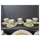 Noritake Expression China \"Moon Valley\" 7044 Green Scroll Dinnerware Set (Japan) 46pc.