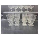 Crystal Stemware Set with Etched Leaf Design 16pc