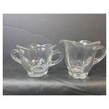 Clear Glass Ruffled Edge Cream and Sugar Set