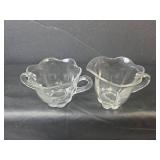 Clear Glass Ruffled Edge Cream and Sugar Set