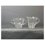 Clear Glass Ruffled Edge Cream and Sugar Set