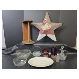 Mixed Glassware Collection with Crystal Pitchers and Cruet, and Decorative Star