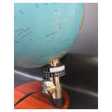 Illuminated World Globe with Wooden Base - Needs Light Bulb and other Repairs