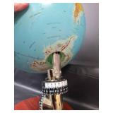 Illuminated World Globe with Wooden Base - Needs Light Bulb and other Repairs