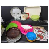 Kitchen Collection with Floral Flour Sifter, Pie Plate, Cake Pans, Hot Plates, and More