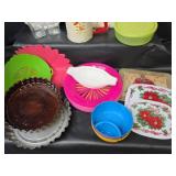 Kitchen Collection with Floral Flour Sifter, Pie Plate, Cake Pans, Hot Plates, and More