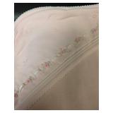 Pink Cotton Baby Blankets with Embroidered Roses