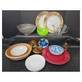 Mixed Kitchenware Collection with Decorative Plates