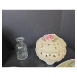 Vintage Serving Bowls, Plates, Glass Christmas Bulbs, Trinket Dish, and More