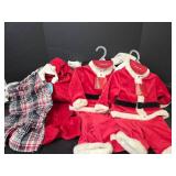 2 - Santa Claus 4-Piece Holiday Outfit Sets Size 3-6 months, Lobster Costume Size 3-6 months, Overalls Outfit Size 3-6 months