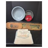 Central Fruit Growers Exchange Wooden Grape Crate Lids, Enamelware,  and Silverware Pouches