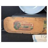 Central Fruit Growers Exchange Wooden Grape Crate Lids, Enamelware,  and Silverware Pouches