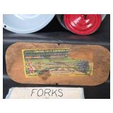 Central Fruit Growers Exchange Wooden Grape Crate Lids, Enamelware,  and Silverware Pouches