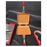 Red Copper Griddle, Grater, and Jar Opener