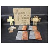 Religious Cross Wall Decor and Granite Coasters