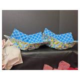 3 Large Reversible Bowl Cozies, Silicone Hot Pads, with Red Hanging Towels