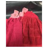 3 Large Reversible Bowl Cozies, Silicone Hot Pads, with Red Hanging Towels