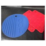 3 Large Reversible Bowl Cozies, Silicone Hot Pads, with Red Hanging Towels