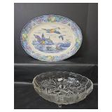 Flying Ducks Large Oval Platter with Glass Fruit Bowl