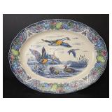 Flying Ducks Large Oval Platter with Glass Fruit Bowl