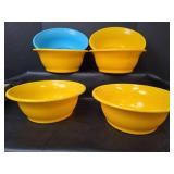Retro Yellow and Blue Plastic Mixing Bowls Set