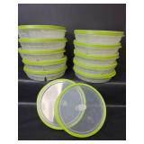 Divided Meal Prep Containers with Lime Green Lids (10 bowls and 12 lids)