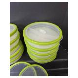 Divided Meal Prep Containers with Lime Green Lids (10 bowls and 12 lids)