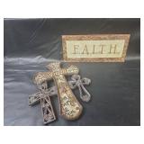 Faith Wall Cross and Inspirational Sign Set
