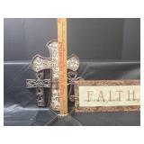 Faith Wall Cross and Inspirational Sign Set