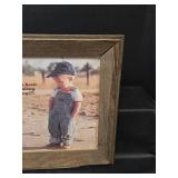 Rustic Barn Wood Picture Frame with Farm Scene