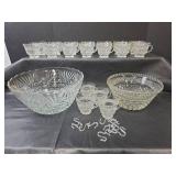 2 - Crystal Punch Bowls with 18-Cups and 12-Hooks