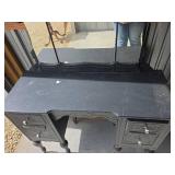 1920s Black Painted Vanity with Triple Mirror