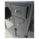 1920s Black Painted Vanity with Triple Mirror