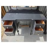 1920s Black Painted Vanity with Triple Mirror