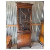 Georgian Style Mahogany Bookcase with Glass Doors and Key