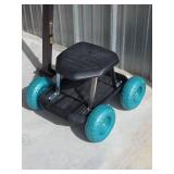 Rolling Garden Work Seat with Turquoise Wheels