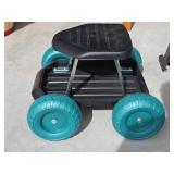 Rolling Garden Work Seat with Turquoise Wheels
