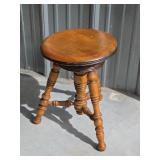 Antique Wooden Piano Stool with Turned Legs