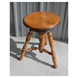 Antique Wooden Piano Stool with Turned Legs
