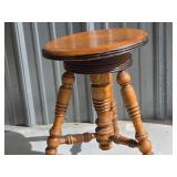 Antique Wooden Piano Stool with Turned Legs