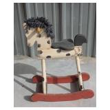 Wooden Rocking Horse with Spotted Pattern