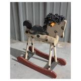Wooden Rocking Horse with Spotted Pattern