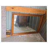 Large Wooden Framed Wall Mirror (Heavy)