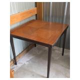 Mid Century Wood Card Table with Inlay Design