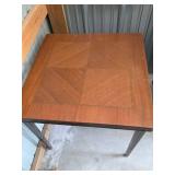 Mid Century Wood Card Table with Inlay Design