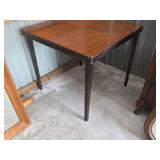 Mid Century Wood Card Table with Inlay Design